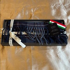 Perfect Xmas gift - Navy Blue Plaid Wool/cashmere  Scarf